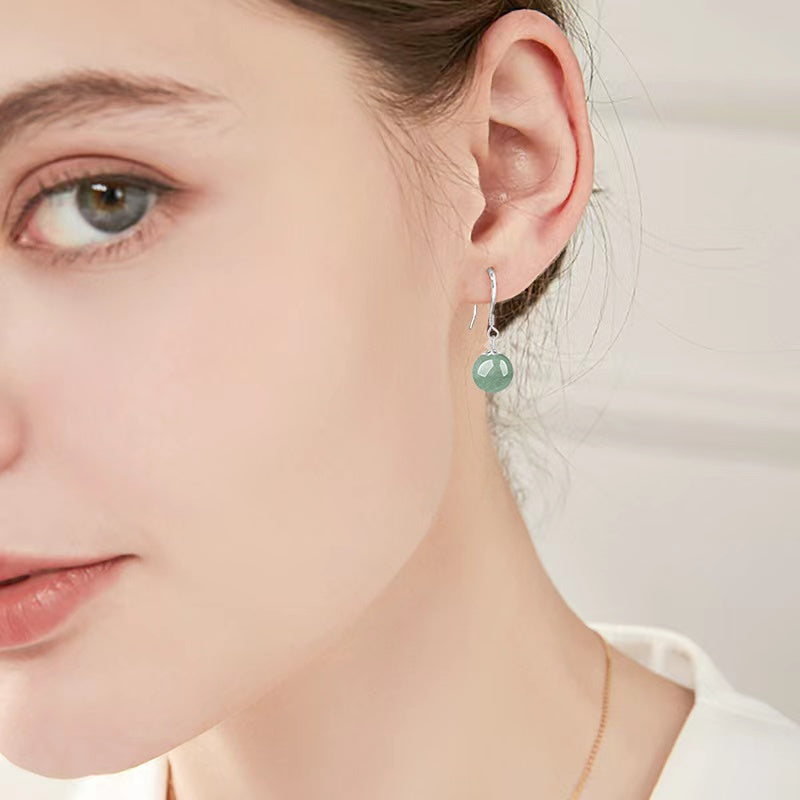 Green Jade Earrings-Grade A Jade