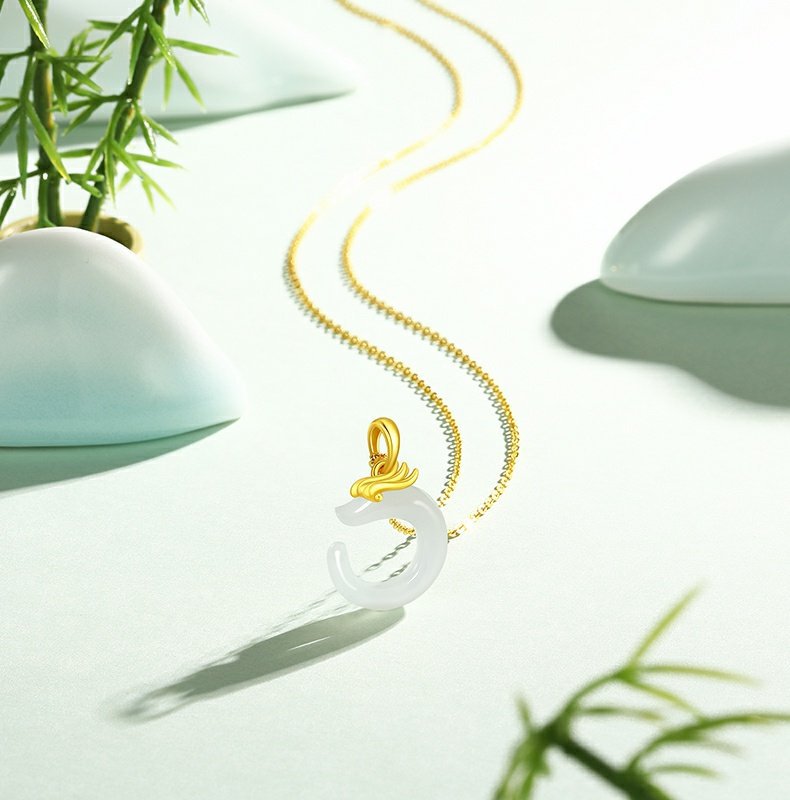 Zodiac Dragon Jade Necklace Pendant -Fortune Prosperity