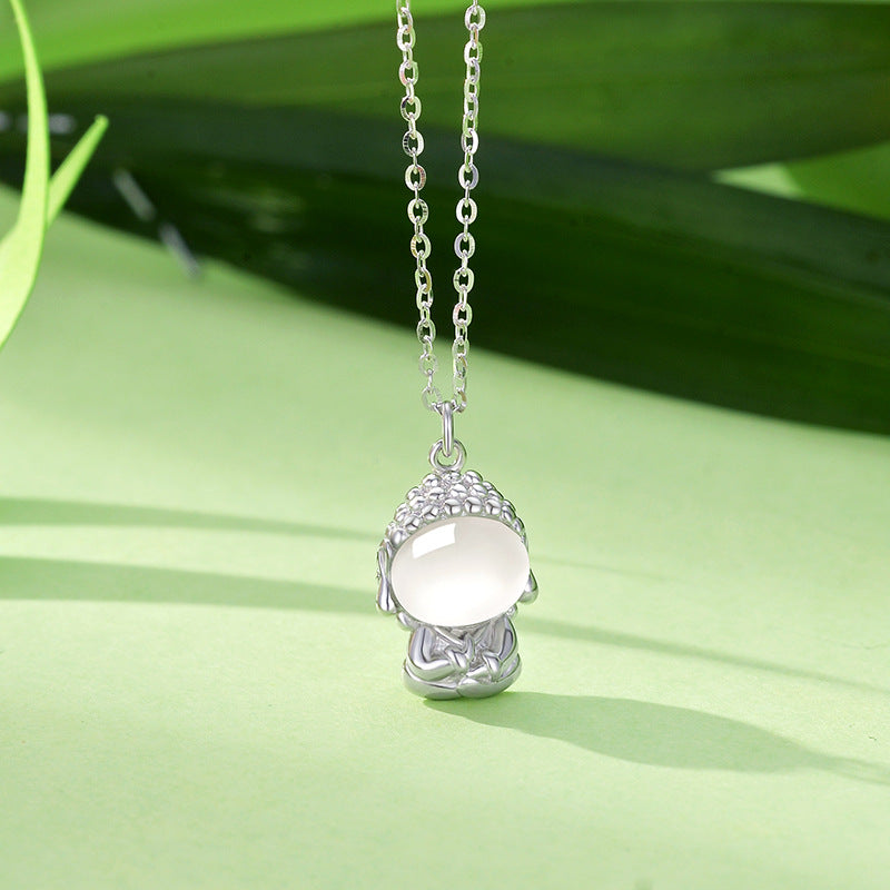 Faceless Buddha Chalcedony S925 Silver Necklace-Inner Stillness
