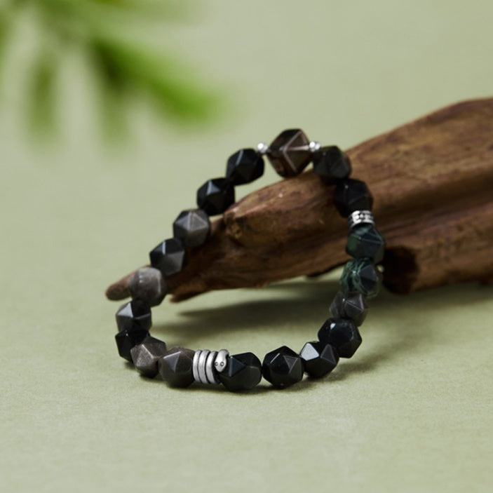 Serpent Obsidian Smoky Quartz Bracelet-Enduring Grace
