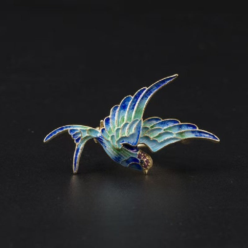 Cloisonne Swallow Pendant Necklace ¨C Symbol of Hope. Freedom & Elegance