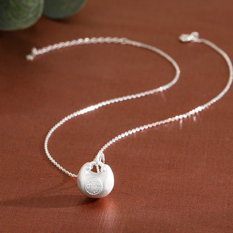 Longevity Blessing Lock Silver Necklace ¨C Peace. Love & Lasting Happiness