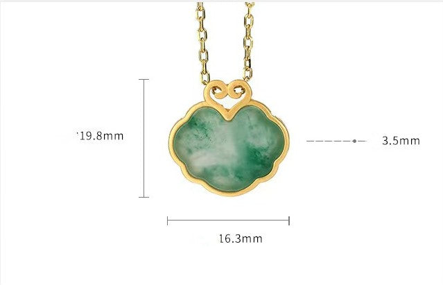Auspicious Clouds Natural Emerald Necklace-Traditional Prosperity Symbol