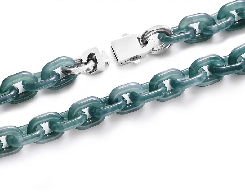 O-Link Natural Jade Cuban Bracelet-Balance. Connection