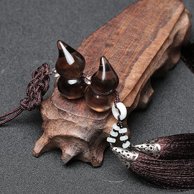 Natural Smoky Crystal Calabash Lucky Car Pendant