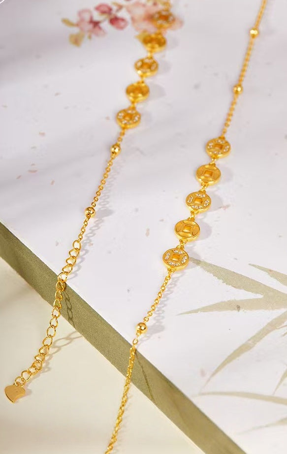 Rolling Fortune Coin Bracelet ¨C18k Gold Plated 925 Sterling Silver