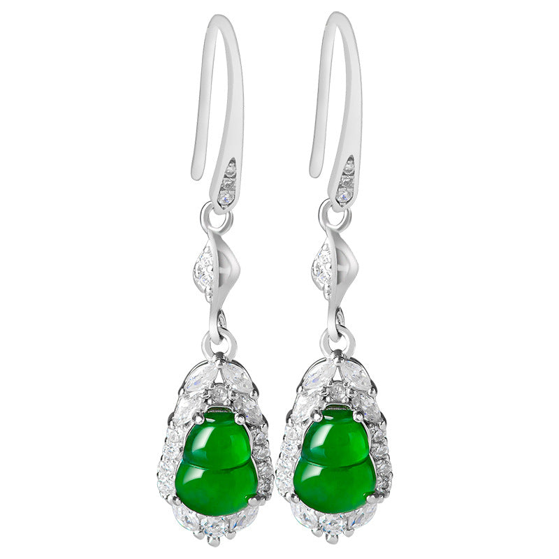Wulu Green Jade Wealth Earrings