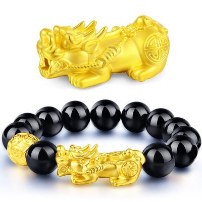 Obsidian Bracelet-Black Obsidian Wealth Pixiu