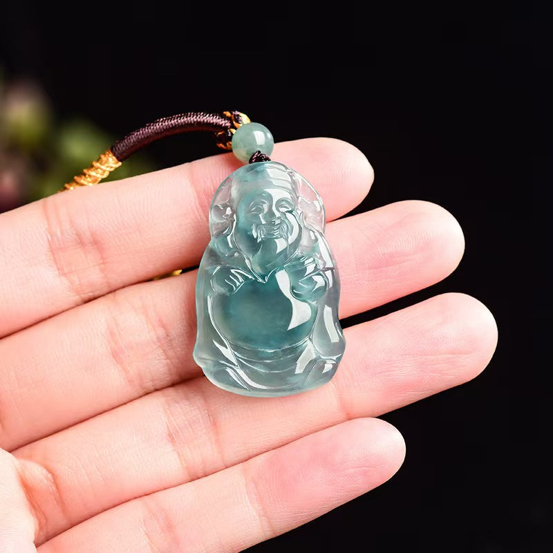 Caishen Ice Jade Pendant-Attract Luck