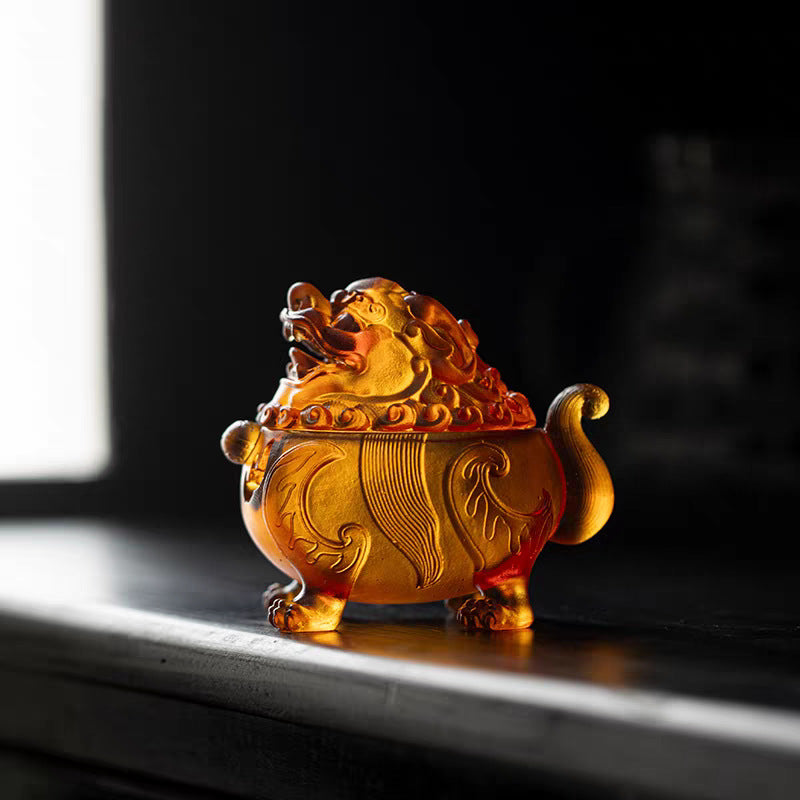 The Sovereign's Breath Mythical Beast Glaze Incense Burner-Dragon's Fifth Son Suanni