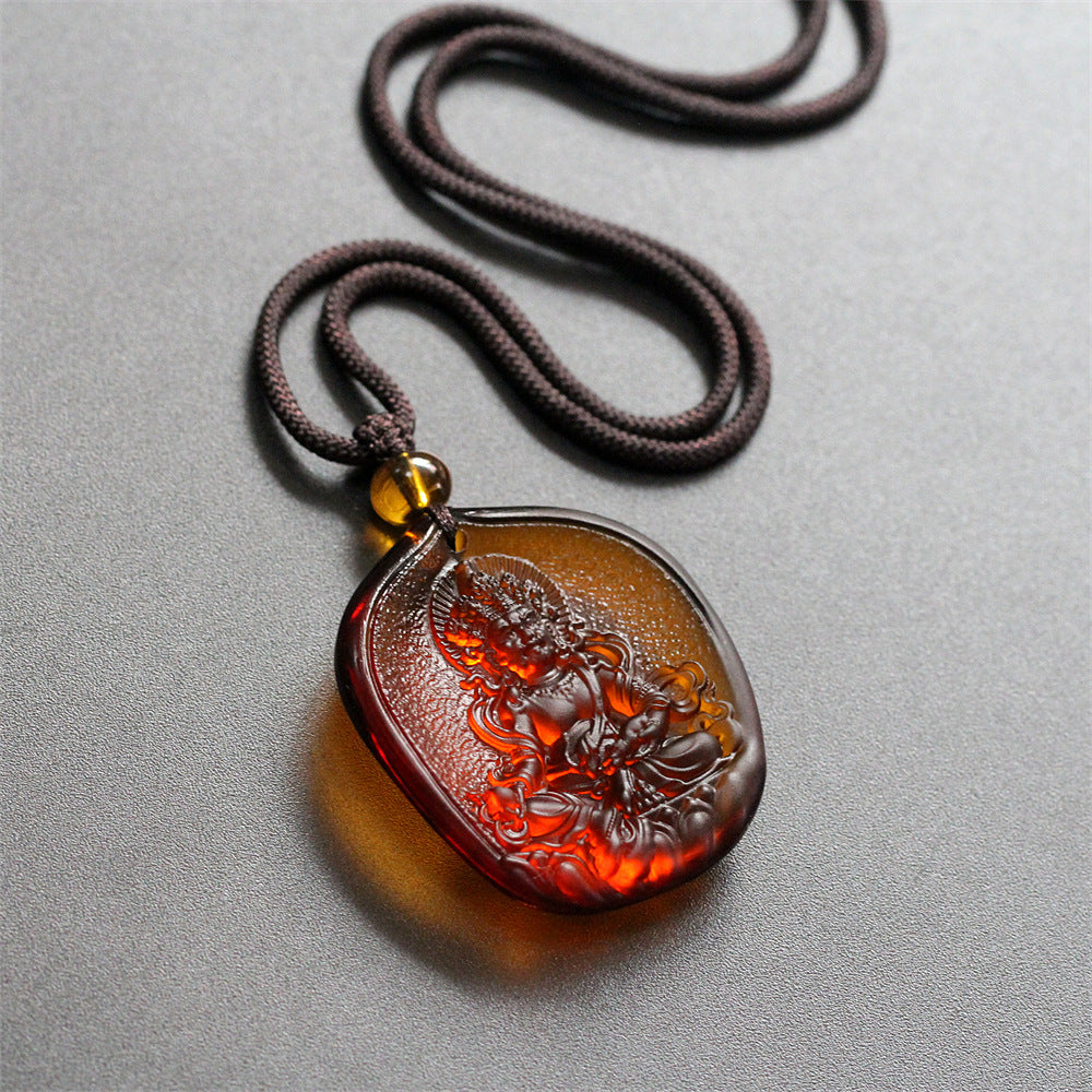 Yellow Jambhala Liuli Pendant-Wealth Generosity & Prosperity