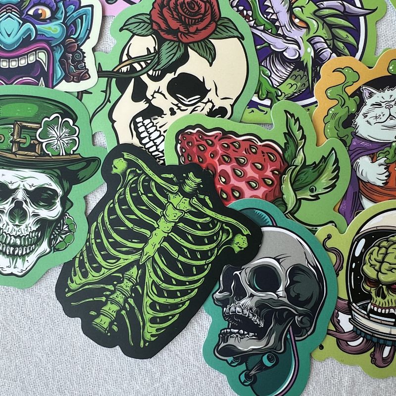 Horror Skull Zombie Cannabis Themed Sticker Pack