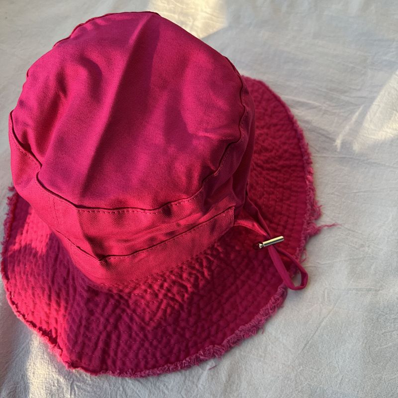 Jacquemus Pink Frayed Brim Bucket Hat