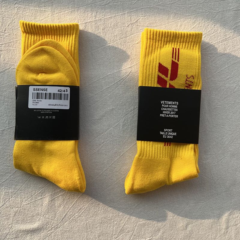 Yellow Crew Socks with Red Logo Design