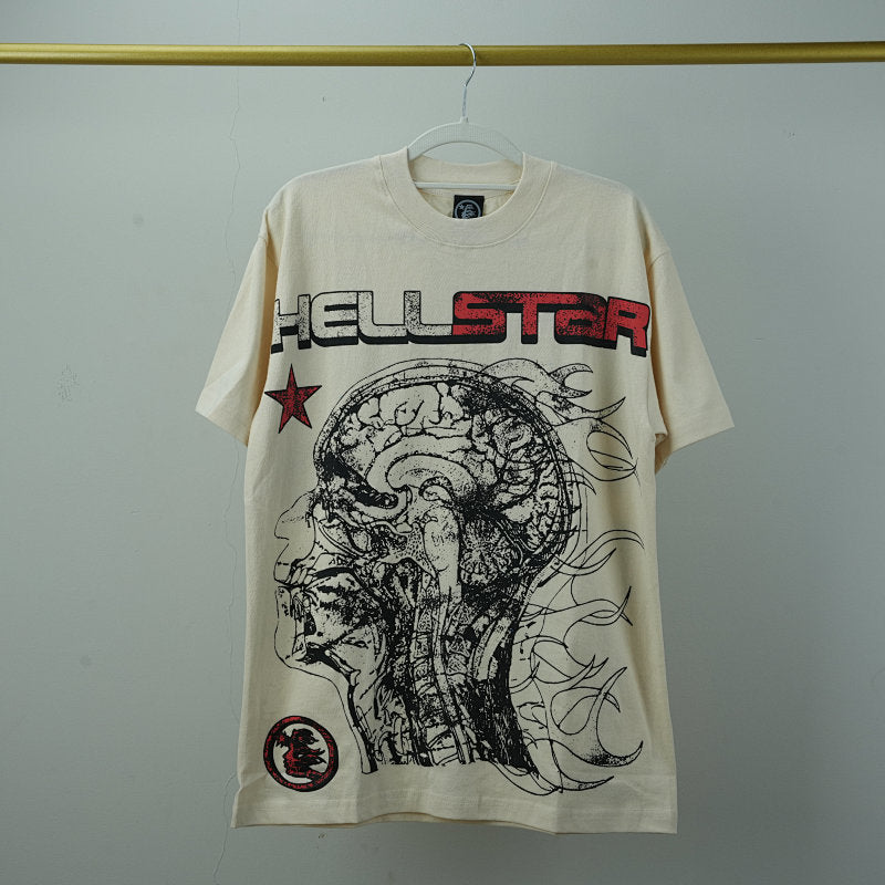 Hellstar Studios Cranium Short Sleeve Tee Shirt Cream