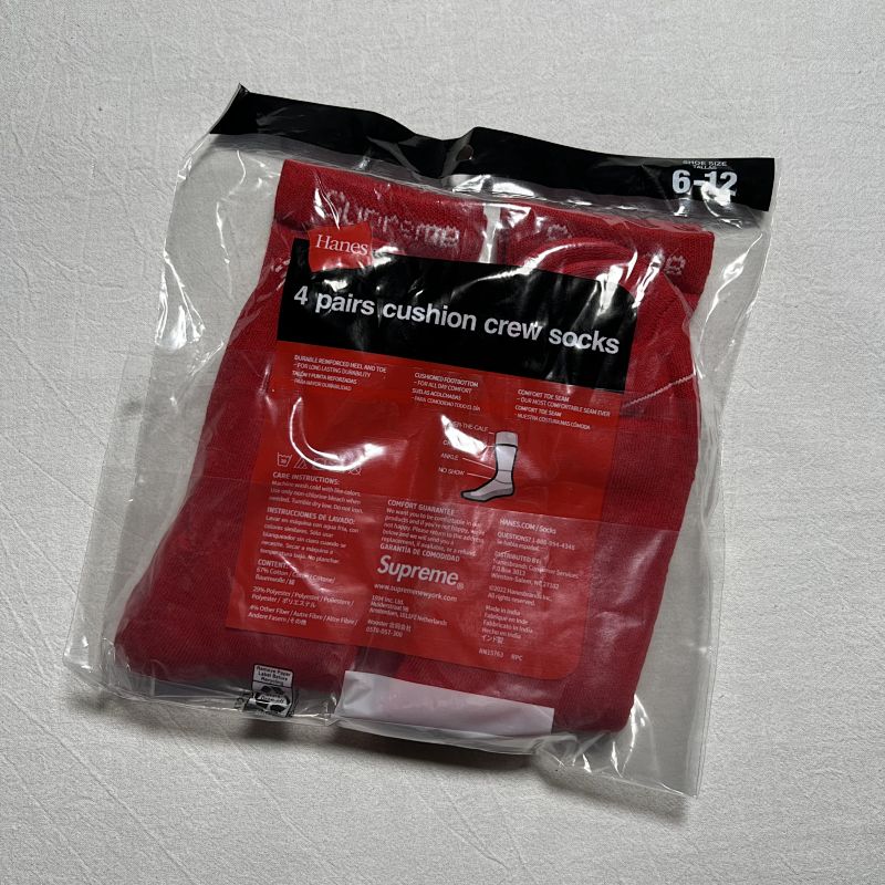Sup x Hanes Cushion Crew Socks 4 Pairs