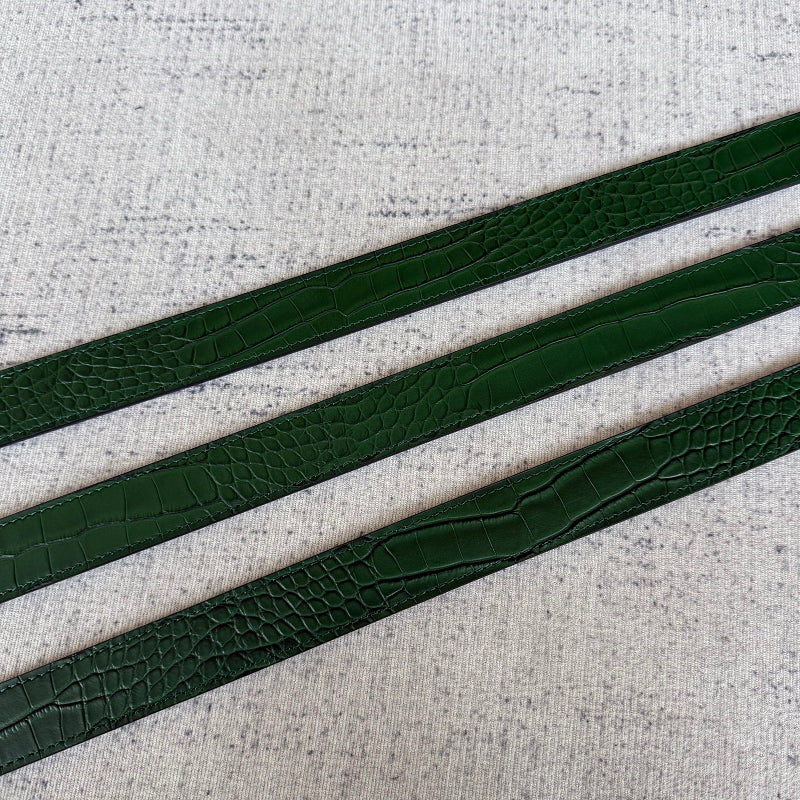 Crocodile-Embossed Belt - Green