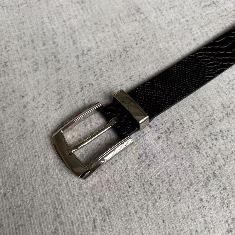 Snakeskin-Embossed Belt - Black