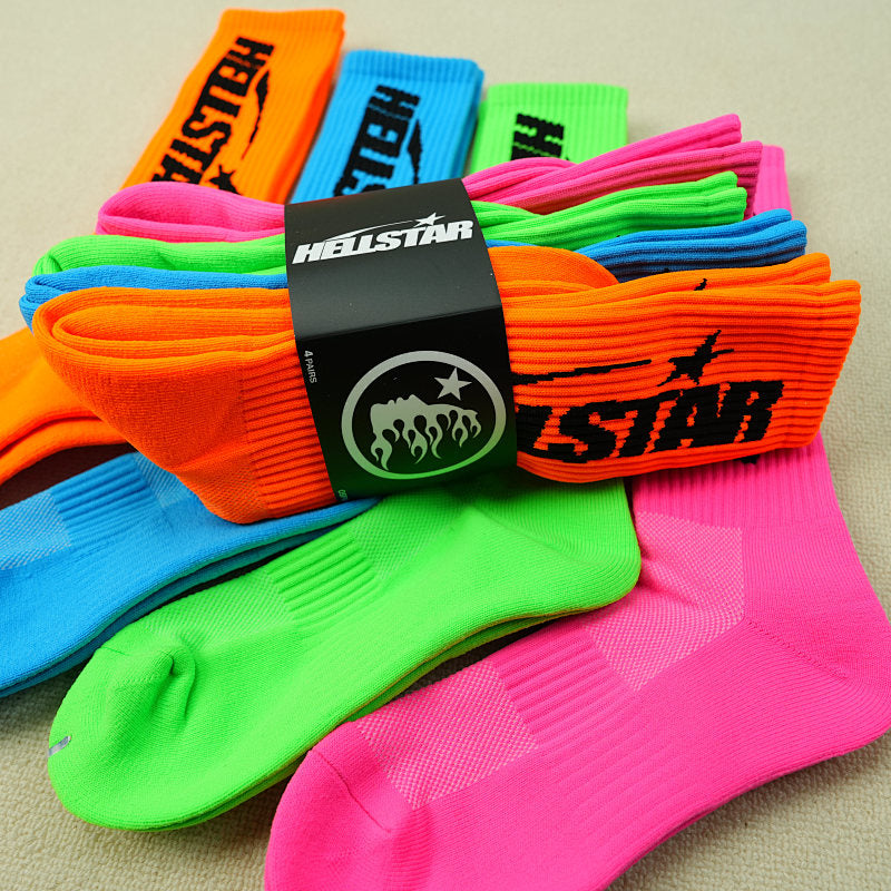 Hellstar Logo Socks (4 Pack) Neon
