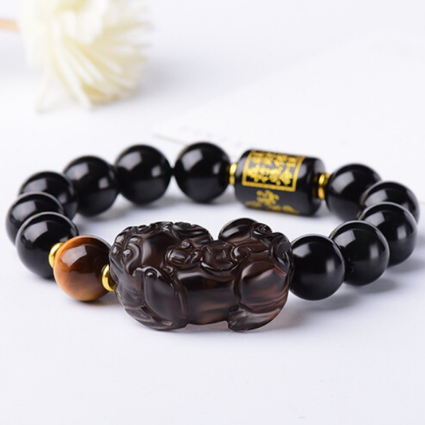 Natural Ice Obsidian Pixiu Wealth Of God Bracelet
