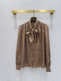 GG SS26 Printed Shirt Beige Brown Polyester