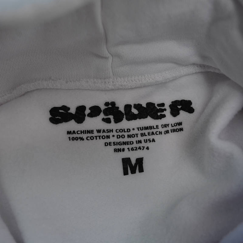 Sp5Der 0G Rhinestone Logo Hoodie White