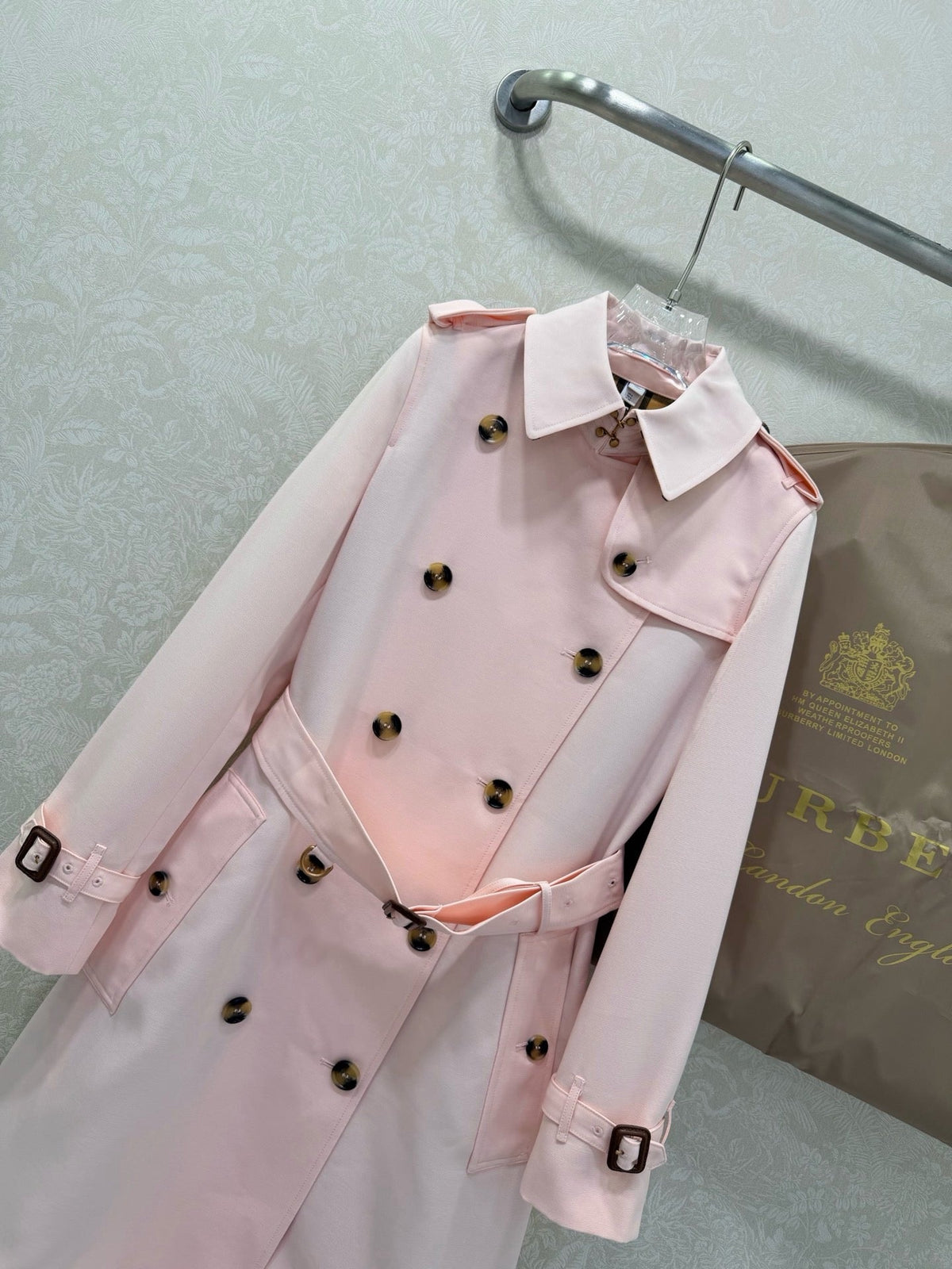 Classic Belted Trench Coat in Soft Pink