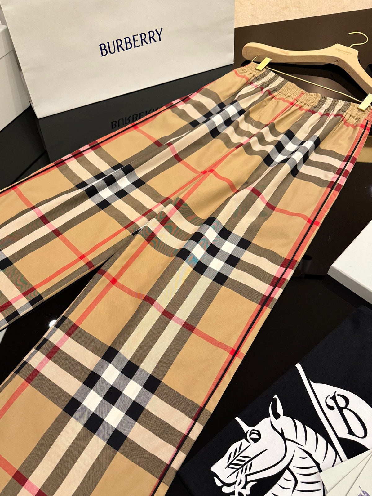 Beige Check Trousers
