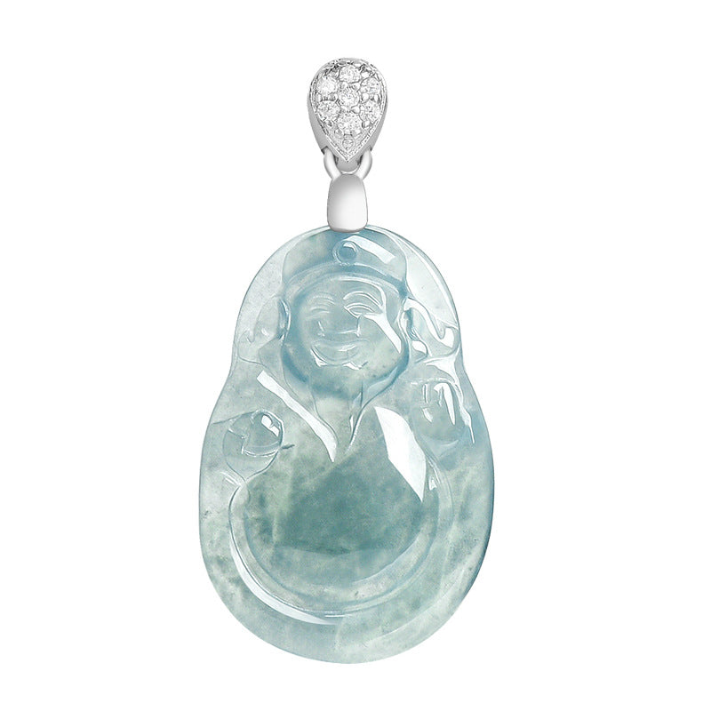 Blue Ice Jade Wealth Guardian Pendant ¨C Prosperity & Fortune Blessing