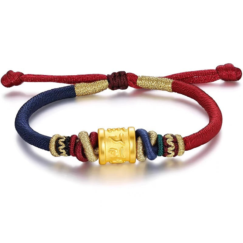 Gold Six True Word Red Rope Lucky Bracelet