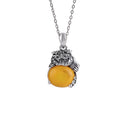 Pixiu Yellow Agate Silver Necklace-Balance and Prosperity