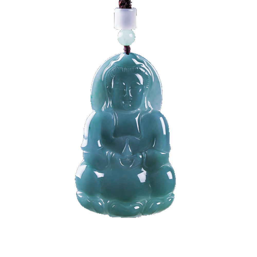 Guanyin Buddha Ice Jade Lucky Pendant-Grade A Jade