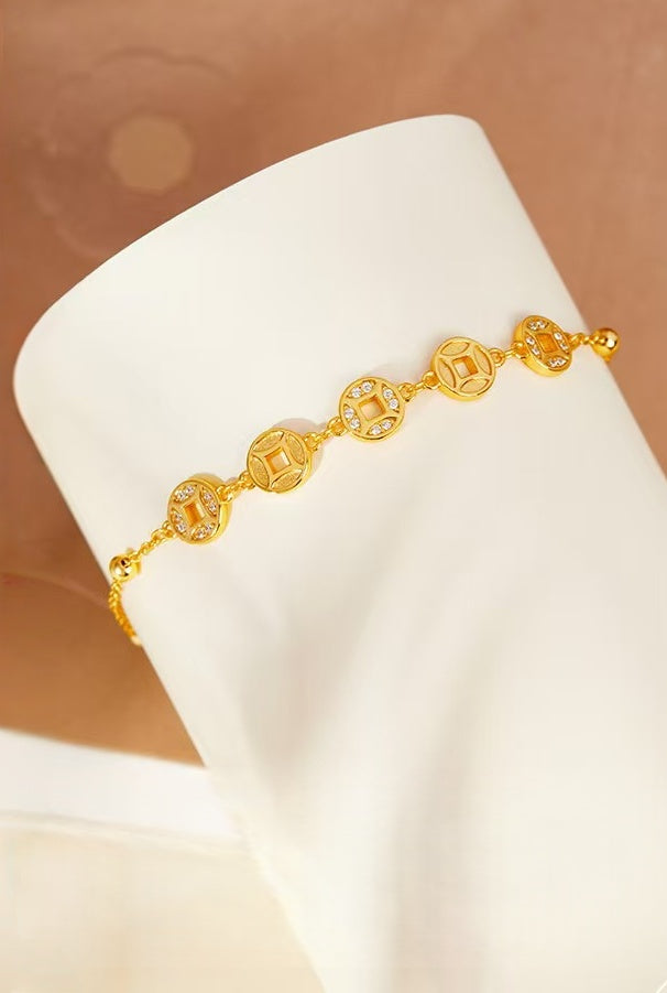 Rolling Fortune Coin Bracelet ¨C18k Gold Plated 925 Sterling Silver