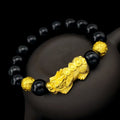 Golden Pixiu Obsidian Couple Bracelet-Traditional Prosperity Symbol