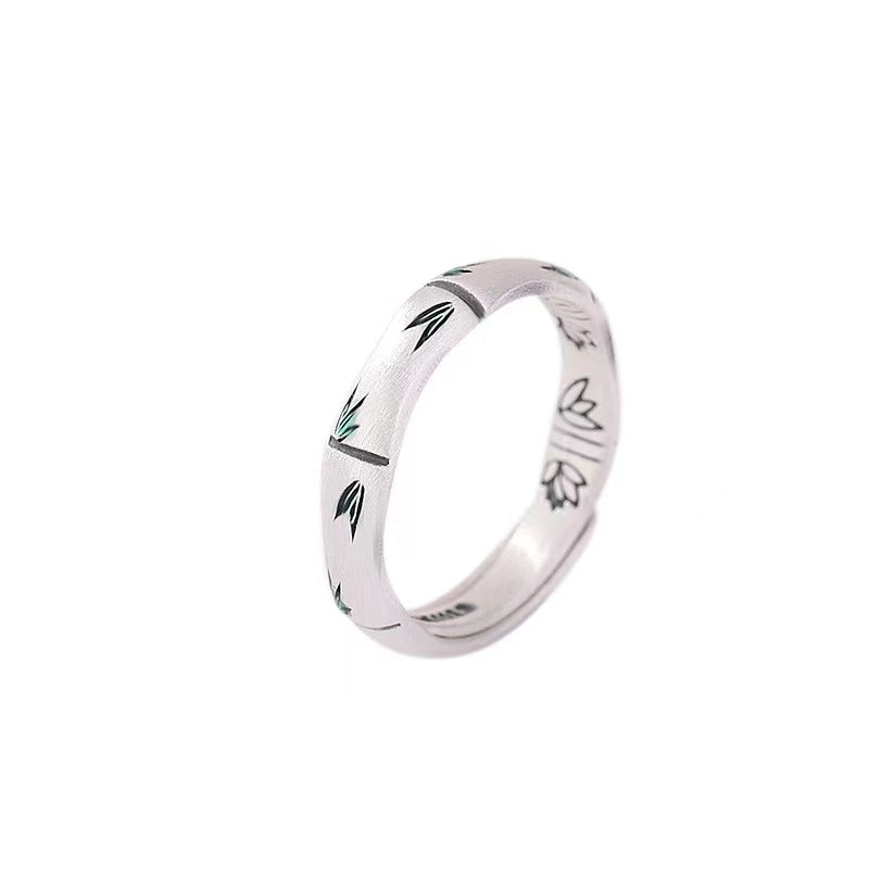 Enamel Bamboo Silver Ring-Harmony and Balance