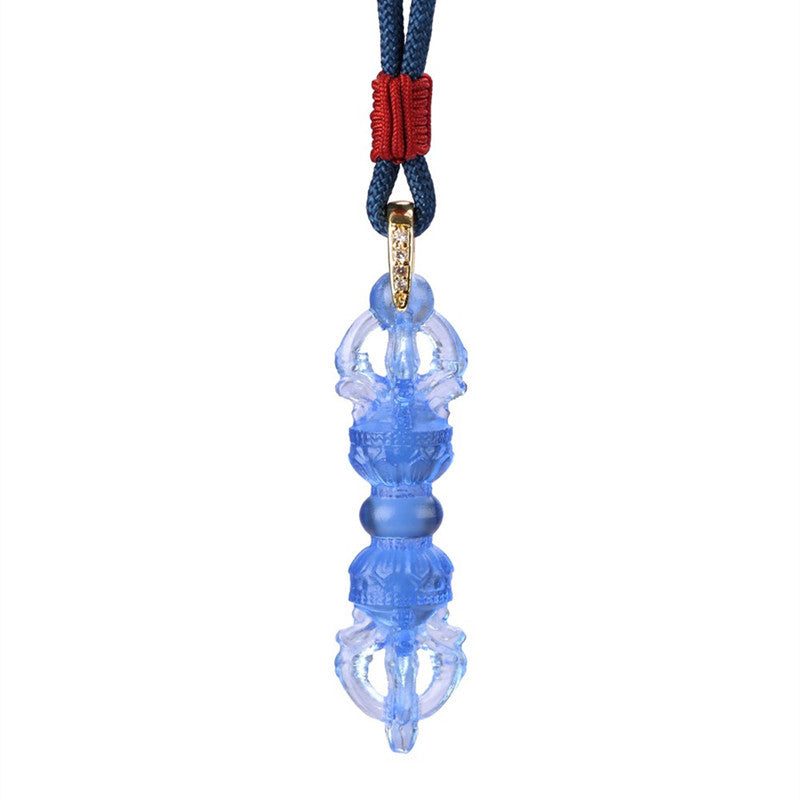 Tibetan Vajra Glaze Pendant Necklace for Mindful Strength
