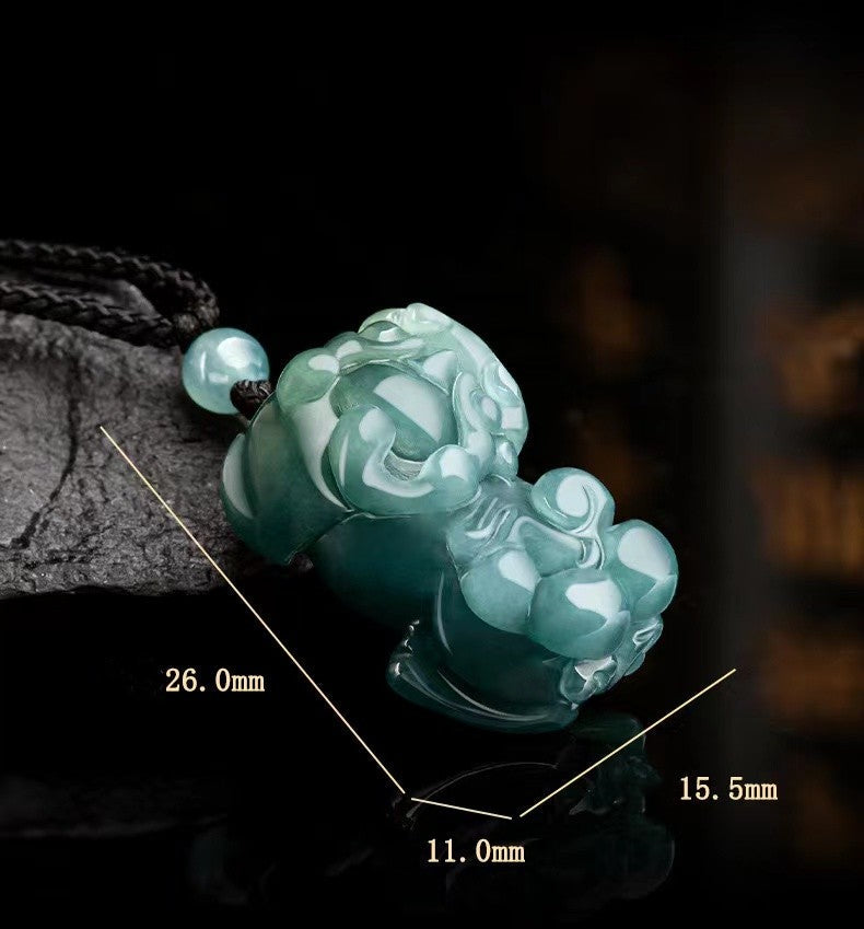 Pixiu Wealth Pendant-Natural Ice Jade/Pi Yao Pendant Necklace Healing Stone
