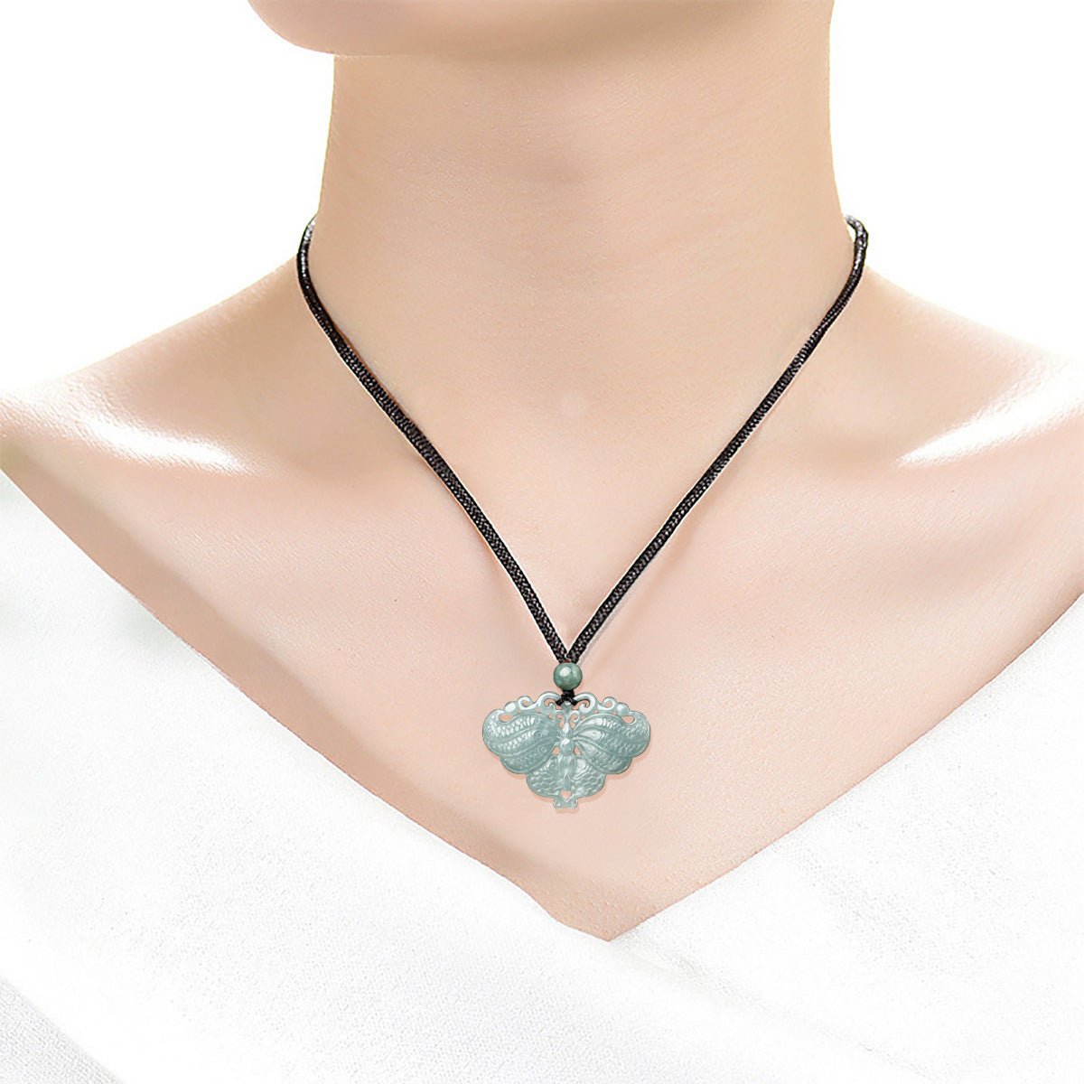 Serene Transformation Butterfly Jade Pendant-Whispers of the Azure Wing: A Soul's Metamorphosis