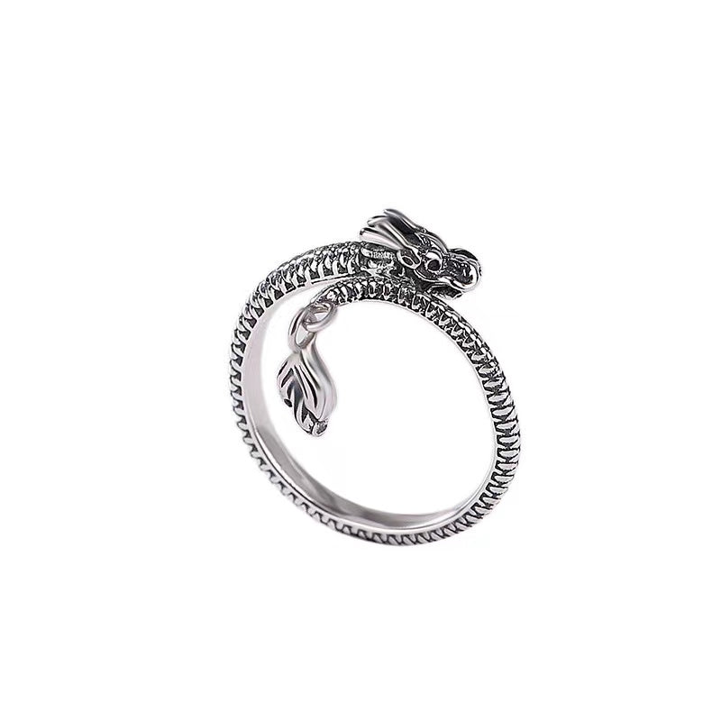 Vintage Dragon Silver Ring-Fortune Prosperity