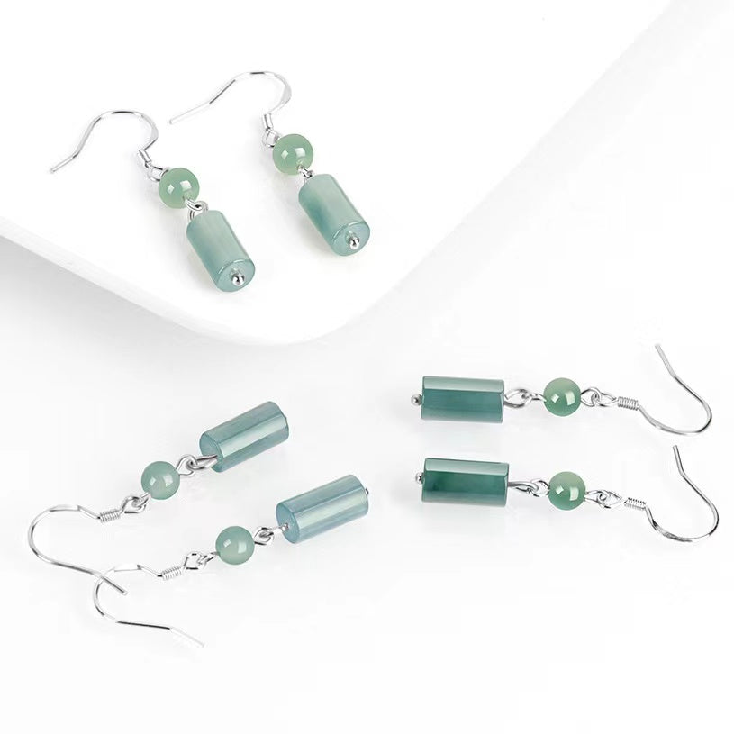 Natural White Jadeite Earrings-Peace of mind