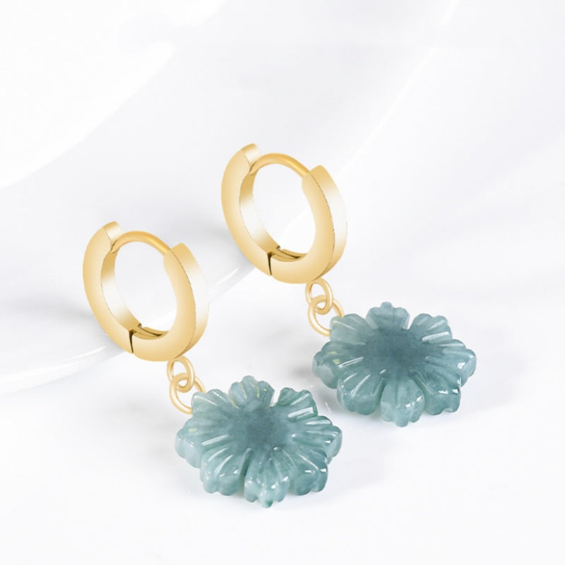 Jade Sunflower Hoop Earrings-Bloom Toward the Light