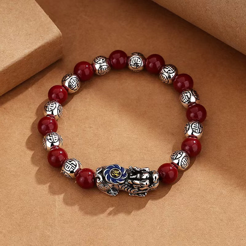 Cinnabar Bead Pixiu Bracelet¨CWealth & Protection