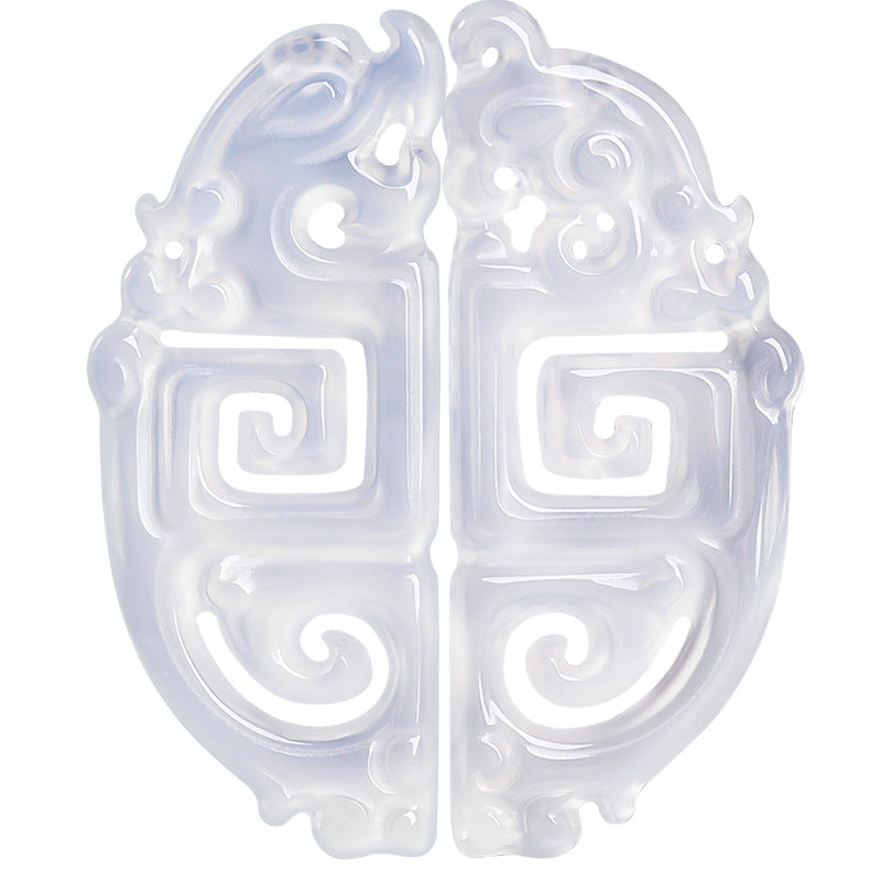 The Eternal Bond: Yin & Yang White Agate Dragon & Phoenix Pendants (Pair)