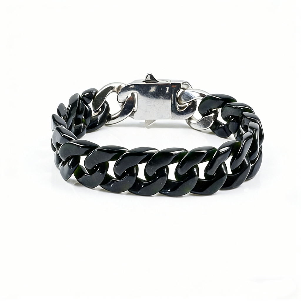 Urban Fusion Cuban Link Jade Bracelet-Detachable Adjustable Link Design