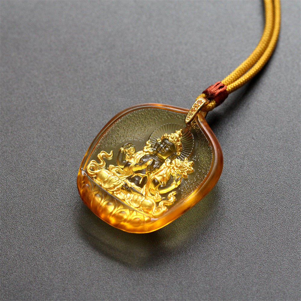 Sacred Compassion Four-Armed Guanyin Galze Pendant-Protection & Inner Strength