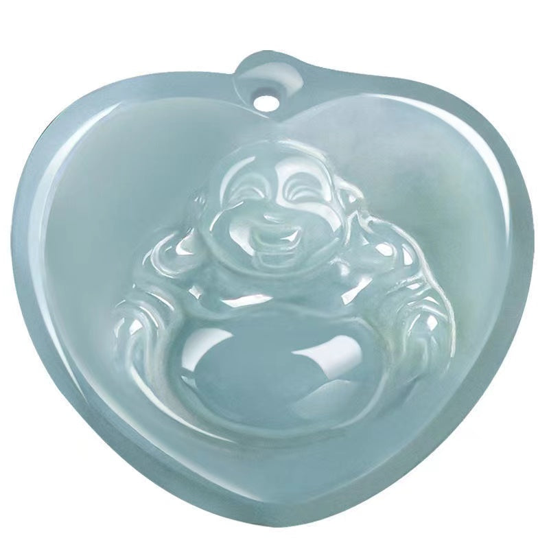 Laughing Buddha White Jade Pendant-Wisdom and Enlightenment