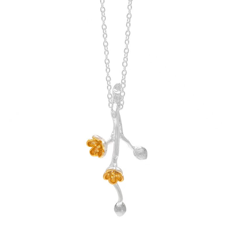 Gold Plum Bossom Necklace-Good Fortune and Prosperity