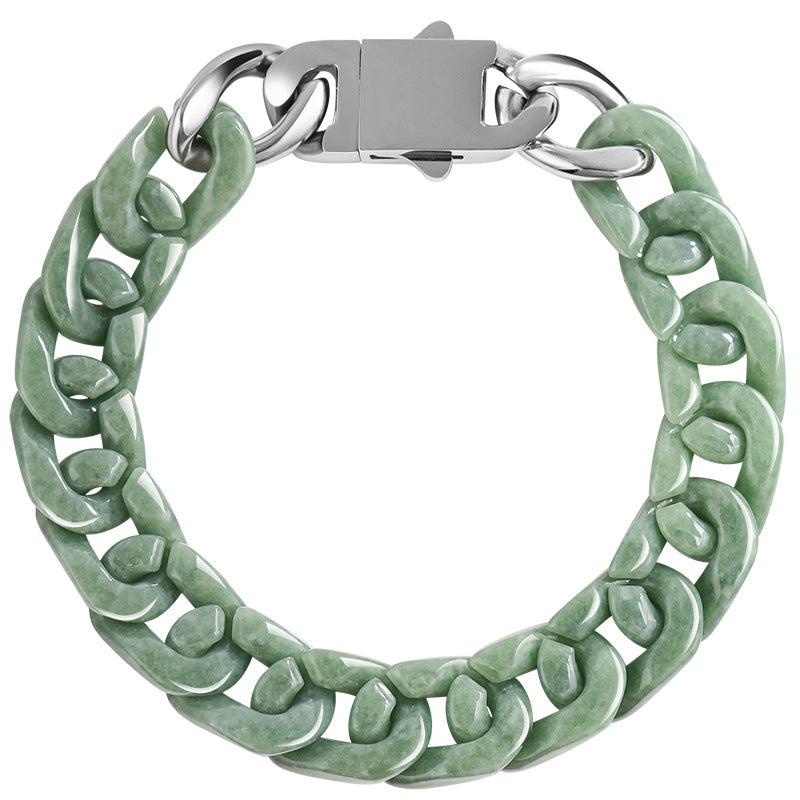 Hand-Carved Jadeite Cuban Link Bracelet-Guardian's Path