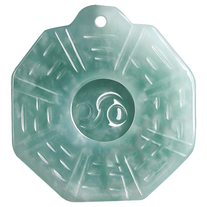 Blue Jadeite Taiji Bagua Pendant ¨C Natural Ice Variety Jade Necklace for Men & Women