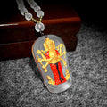 Eight-Armed Avalokiteshvara Gilded Liuli Pendant-Compassion. Protection & Spiritual Blessings
